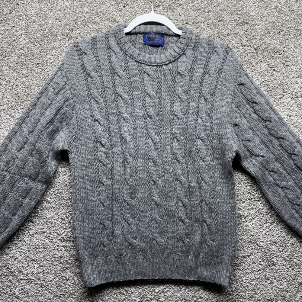 Vintage Pendleton Virgin Wool Sweater Cable Knit Fisherman Womens SMALL USA Made
